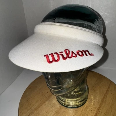 Vintage Wilson White Foam Padded Sports Visor Texace USA Red Embroidered Logo - Image 1 of 4