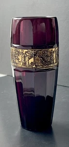 Art Deco Glas Vase Goldfries Walther  Amethyst Vase Böhmen  - Bild 1 von 9