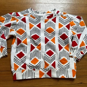 Ade + Ayo white yellow red geometric long sleeve crew SIZE 4 - Picture 1 of 4