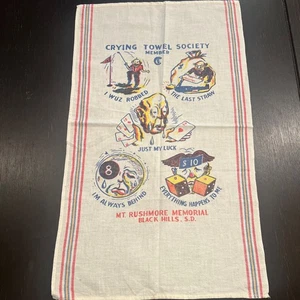 Selten Vintage Mt Rushmore Black Hills S.D. Crying Towel Society 15”x25” Sammlerstück - Bild 1 von 8