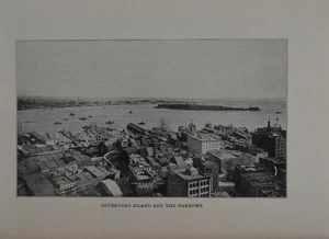 Antique New York City Art Print 1904 Governors Island and Narrows Black and Whit - Picture 1 of 13
