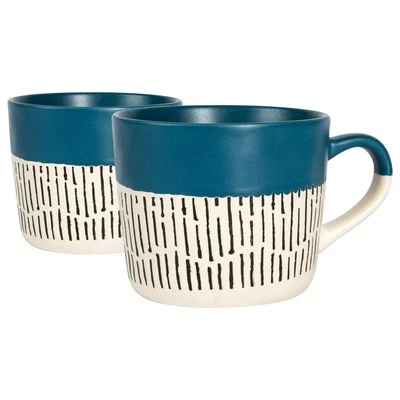 2x blau 450 ml getauchtes Armaturenbrett Kaffeetassen Große Keramik -Teetassen - Bild 1 von 4