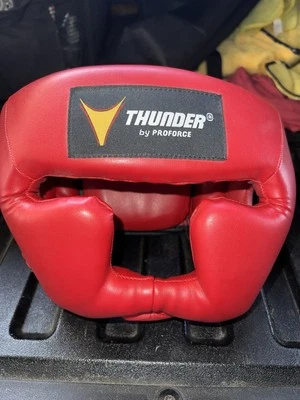 ProForce® Thunder Vinyl Full-Face Boxing Headgear Red S/M - Image 1 of 4