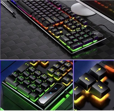 Black Keyboard LED Rainbow Backlit Wired Gaming (NEW) - Image 1 of 4