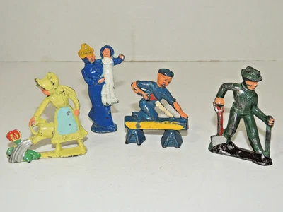(4) Vintage Barclay Manoil Lead Figures (2) Workers & (2) Women, 1940's - Image 1 of 4