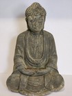 (mp54) Antique Cast Iron Japanese Buddha Wonderful Patina. 24cm H. Weight 1.5 KG