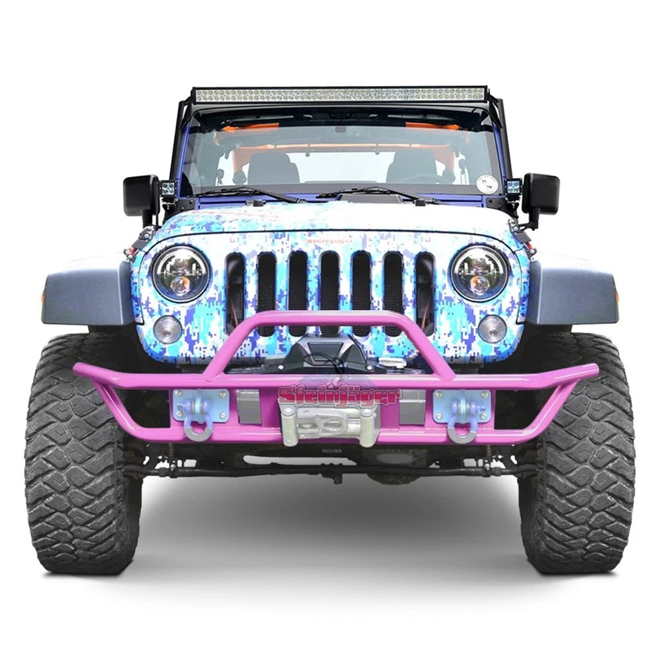 For Jeep Wrangler JK 18 Full Width Pink Front Winch Tubular Bumper w Hoop Foto 1 de 1