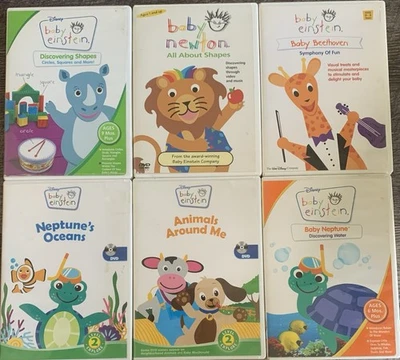 Lot Of 6: Baby Einstein DVDs Newton, Beethoven, Neptune, Shapes, & Me VERY GOOD! Foto 1 de 3