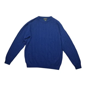 Vintage Charter Club Sweater Men's Medium Blue Lambs Wool Angora Cable Knit - Picture 1 of 7