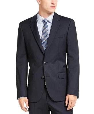 Hugo Boss Henry 182 Hombre Calce Ajustado Azul Marino Rayas Traje Chaqueta 38 Foto 1 de 4