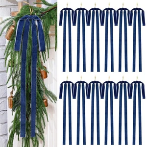 12 Piezas Arcos de Cinta de Terciopelo Azul Haze Decoraciones para Árbol de Navidad 23.5x15.5 Pulgadas... - Imagen 1 de 7
