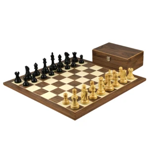Walnut Chess Set 20 Inch With Weighted Ebonised Staunton Reykjavik Chess Pieces  - Picture 1 of 10