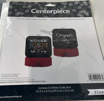 Retirement Chalk Centerpiece w/Chalk Stick Happy Retirement Party Supplies Decor - Image 1 of 2