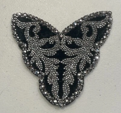 Antique 1890's Cut Steel on Velvet Stomacher for Dress or Other Ornamentation - Image 1 of 4