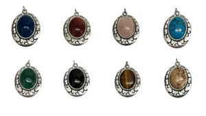 COLGANTE PIEDRAS SEMIPRECIOSAS variadas Ovales 25x18mm y Estuche regalo. Nuevo - Imagen 1 de 25