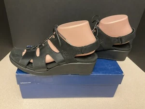 New! Womens SAS Sedona Black/Sparkle Lace Up Wedge Sandals. Size 9.5M. Awesome! - Picture 1 of 10