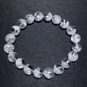 Bracciale perle cristallo quarzo giardino fantasma fantasma bianco naturale 9,6 mm AAA - Foto 1 di 9