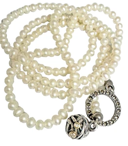 Pandora Woven Splendor 925 14K Gold Pearl Necklace 590148D-60 - Picture 1 of 10