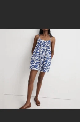 Madewell Lightestspun Tie Back Tropical Floral Romper Cover Up Size Small NEW - Image 1 of 4