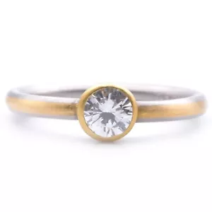 Meister Trauringe Bicolor Diamant Solitär Ring in 950er PT/ 900er GG Gr. 54 - Bild 1 von 8