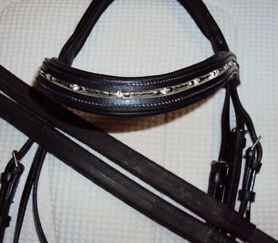 COLLEGIATE Bridle & Event Reins- CRYSTALS/Silver Accents -PADDED/Buckles- GREAT - Image 1 of 4