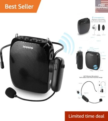 Amplificador de voz inalámbrico con salida de 10W y 2 micrófonos para hablar sin esfuerzo Foto 1 de 4