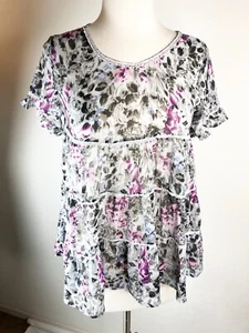 D-Signed Disney Girls XL Gray Pink Baby Doll Shirt Blouse - Picture 1 of 6