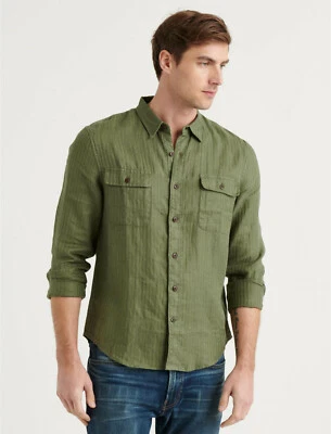 Lucky Brand 100% Pure Linen Humboldt Men’s Workwear Shirt Green $89.50 NEW sz XL - Image 1 of 4