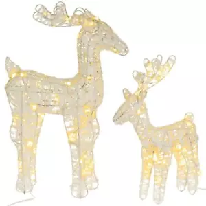 2er Set Glitzer Rentiere 45 LED Batterie Timer Weihnachten 2 Figuren Xmas-Deko - Bild 1 von 7