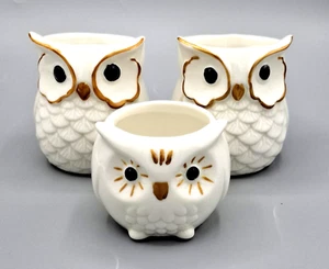 Porcelain Owl Votive Candle Holders YANKEE CANDLE Ivory Color 3 pc Set  2012 - Picture 1 of 8