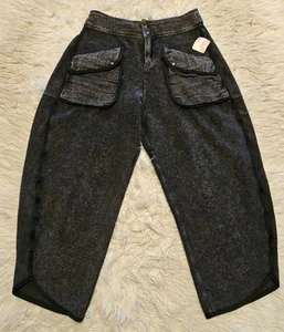 Free People Womens Cropped Cargo Pants Size S Black Brand NWT $128 - Picture 1 of 8