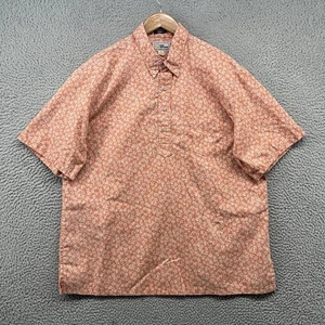 Reyn Spooner Hawaiian Shirt Mens XL Orange Floral Quarter Button Up Camp Beach - Picture 1 of 10