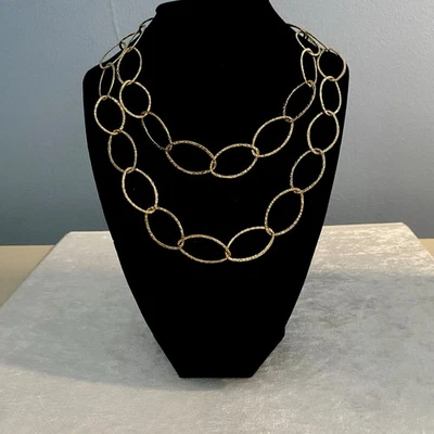 Collar Robert Rose Martillado Tono Oro Grueso Eslabón Ovalado Foto 1 de 4