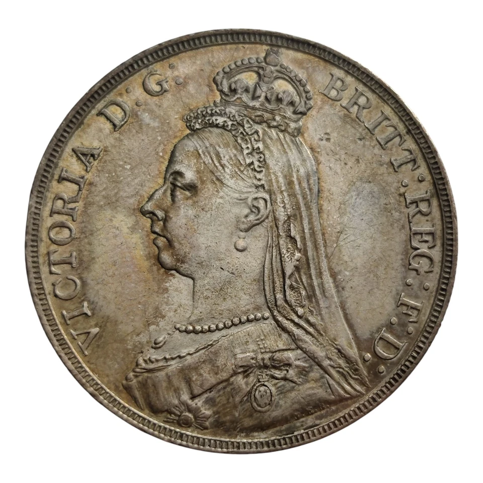 1890 UK Great Britain Queen Victoria Silver Crown Jubilee Head Large Coin 3P - Image 1 of 2