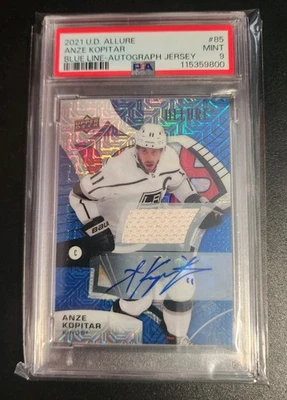 2021-22 Upper Deck Allure Anze Kopitar #85 Blue Line Auto Jersey /25 PSA 9 Kings - Image 1 of 3