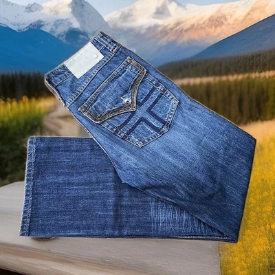 Pantalones de mezclilla rectos Five Four para hombre talla 32 (33x31,5 bordados Western Hip Hip Grunge  Foto 1 de 4