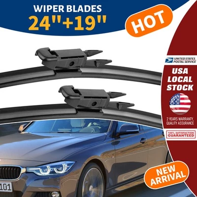 24"+19" Front Windshield Wiper Blades For Audi A3 Quattro 2006-2013, Set of 2 - Image 1 of 4