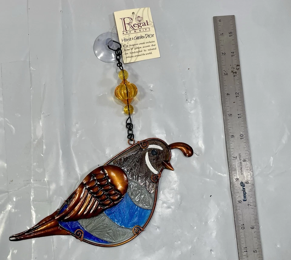 Regal Arte y Regalo 11" Colgante Vitral Atrapasol Pájaro Codorniz Foto 1 de 4