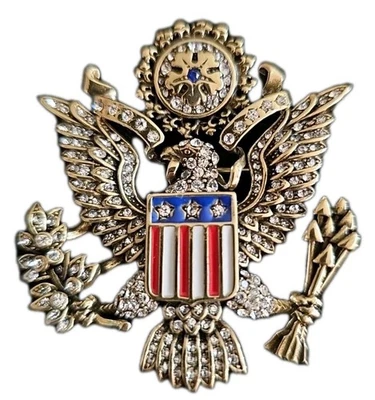 Broche de Cristal Águila Patriótica Heidi Daus Gran Sello EE. UU. Prendedor de Estrás con Caja Foto 1 de 4