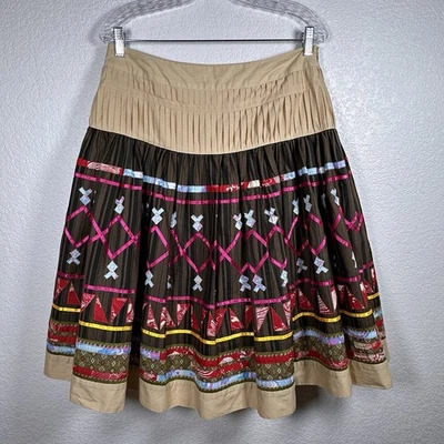 Эксклюзивная вышитая юбка Neiman Marcus богемное народное марокканское трапециевидное миди размер 8 - Изображение 1 из 4