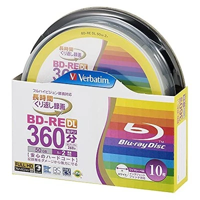 Verbatim BD-RE DL 50GB 2x Blu-ray 10pcs White Inkjet Printable VBE260NP10SV1 - Image 1 of 4