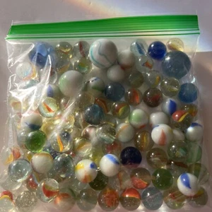 Marbles LOT w/ 4 Shooters Red Orange White Glass 1 lb 2oz Vintage - Picture 1 of 24