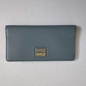 MIU MIU Madras Leather Long Wallet Card Holder - Picture 1 of 8