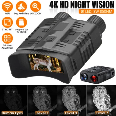 4K Day/Night Vision 10x Digital Zoom Goggles Digital Binoculars HD Infrared Lens - Image 1 of 4
