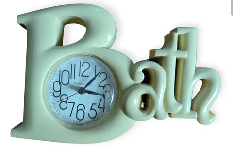 Vintage 80's Burwood Products New Haven Quartz Cream Bath Wall Clock USA Made Cover