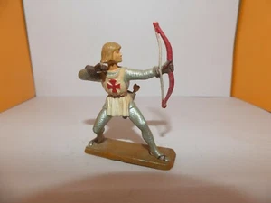FIGURINE STARLUX MOYEN AGE TUNIQUE ARGENT TEMPLIER ARCHER BLOND FONCE - Picture 1 of 5
