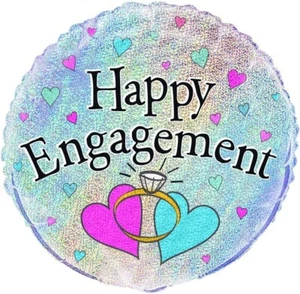 Happy Engagement Silver, Pink & Blue 18" Unique Foil Party Balloon Helium - Picture 1 of 3