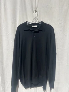 Black Gran Sasso Made in Italy Polo L 100%Fine Wool - Picture 1 of 4