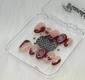 CUSTOM VALENTINES Gel Press-On hand painted nails, Multicolored, Almond X-Short - Picture 1 of 10