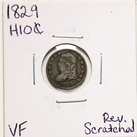1829 H10C Capped Bust Half Dime with VF Detail Reverse Scratched #10808 Cover